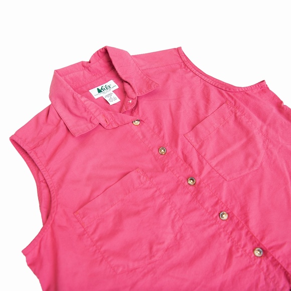 Vintage REI Pink Sleeveless Button Up Shirt - Picture 7 of 14